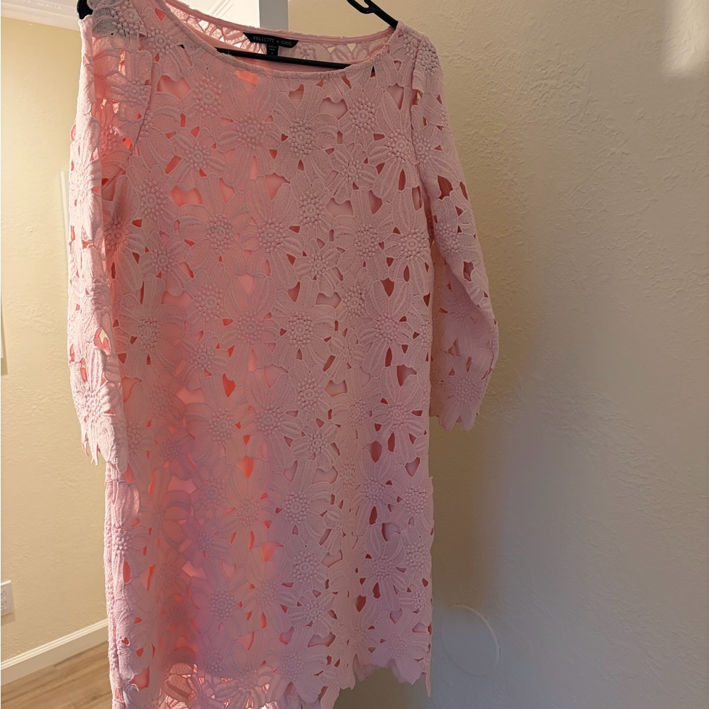 Pink Floral Lace Dress